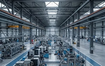 Hala produkcyjna z maszynami przemysłowymi